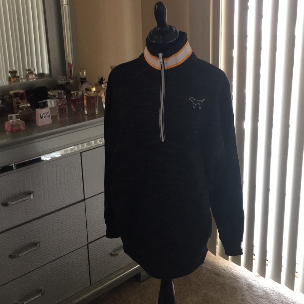 Black yellow white varsity PINK sweater no hood